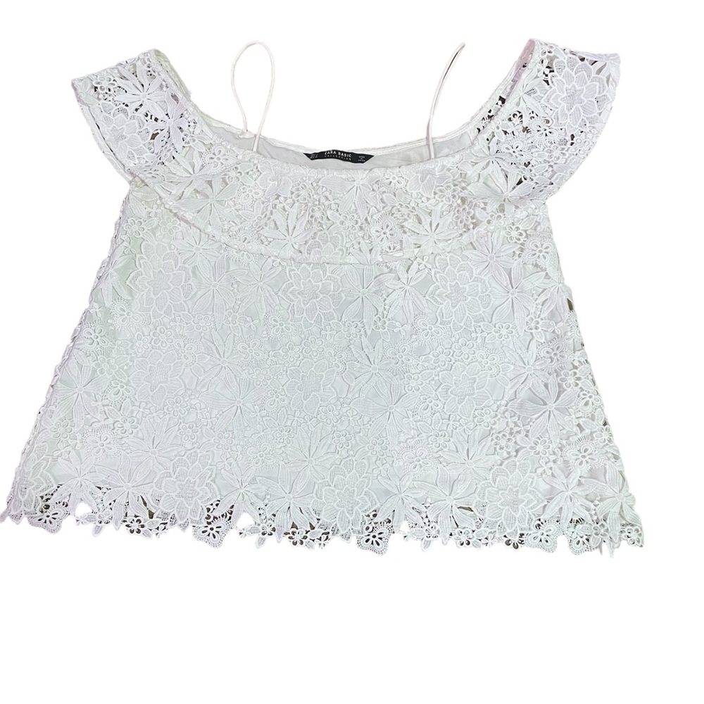 Zara Basic Collection, Woman’s Off The Shoulder Lace Shirt Size S